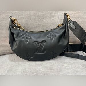 Women’s Moon Shape Crossbody Bag with Gold Accents
